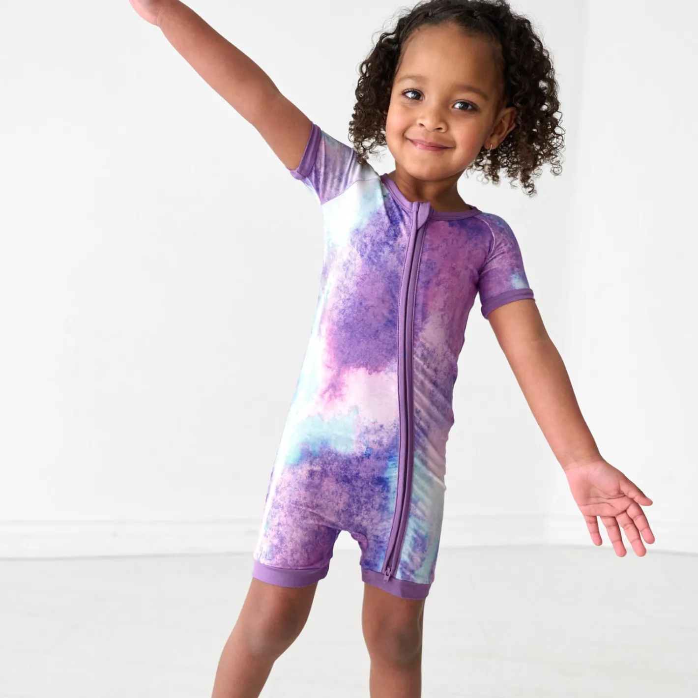 Zippies|Sibling Matching<Little Sleepies Shorty Zippy Purple Watercolor