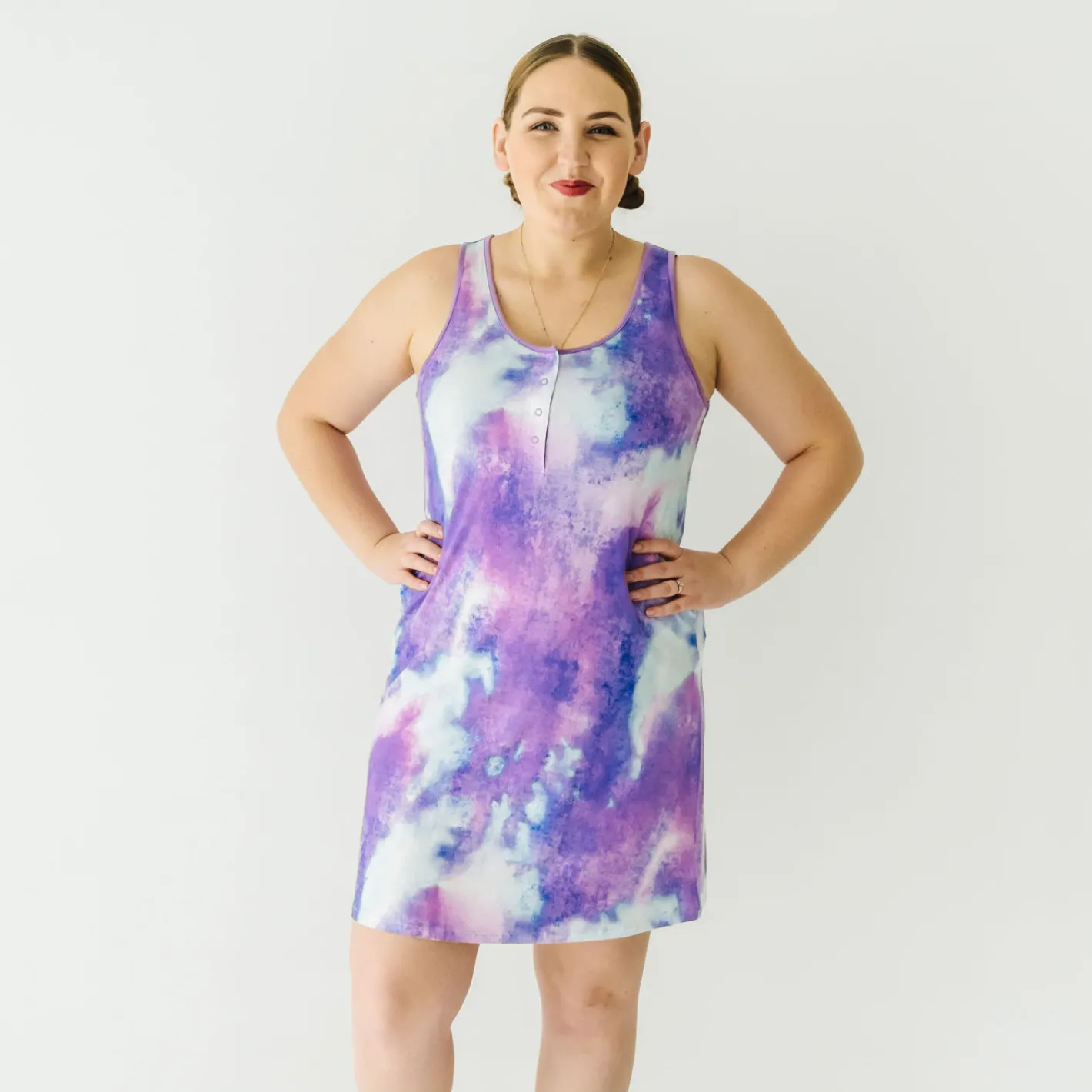 Mommy & Me|Mommy & Me<Little Sleepies Women's Sleeveless Nightgown Purple Watercolor