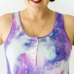 Mommy & Me|Mommy & Me<Little Sleepies Women's Sleeveless Nightgown Purple Watercolor