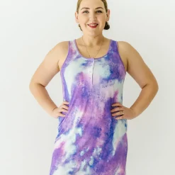 Mommy & Me|Mommy & Me<Little Sleepies Women's Sleeveless Nightgown Purple Watercolor