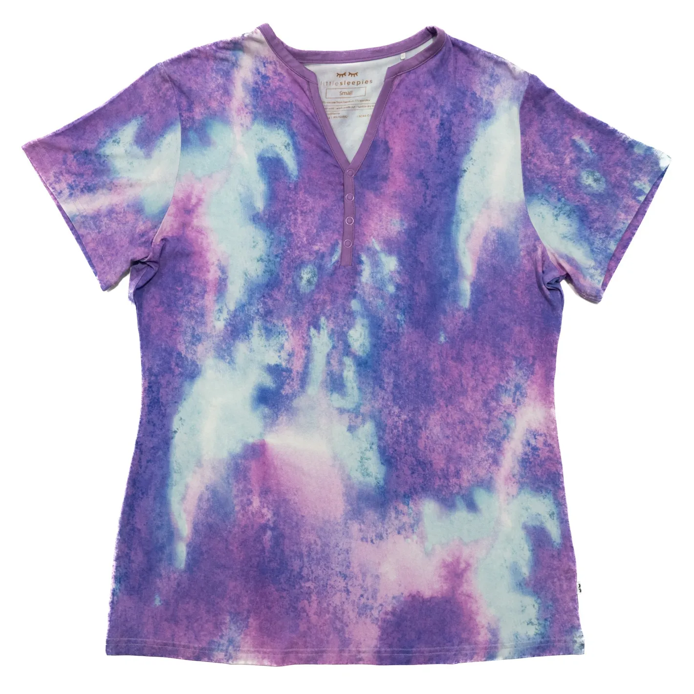 Mommy & Me|Mommy & Me<Little Sleepies Women's Short Sleeve Pajama Top Purple Watercolor