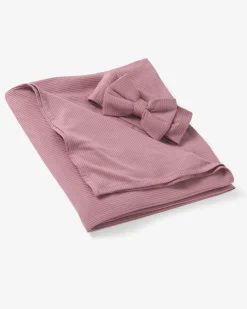 The Newborn Shop|The Newborn Shop<Little Sleepies Ribbed Swaddle & Luxe Bow Headband Set Rosewood