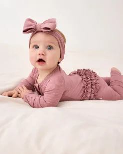 The Newborn Shop|The Newborn Shop<Little Sleepies Ribbed Ruffle Zippy Rosewood