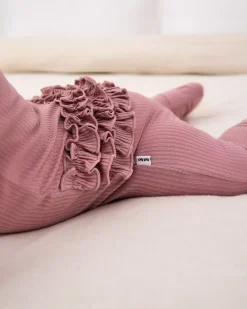 The Newborn Shop|The Newborn Shop<Little Sleepies Ribbed Ruffle Zippy Rosewood