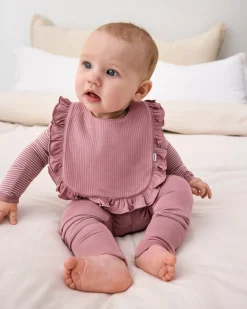 The Newborn Shop|The Newborn Shop<Little Sleepies Ribbed Ruffle Bib Rosewood