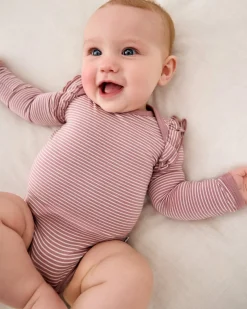 The Newborn Shop|The Newborn Shop<Little Sleepies Flutter Bodysuit Rosewood Stripe