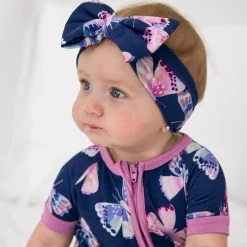 Hats & Headbands<Little Sleepies Luxe Bow Headband Royal Butterflies