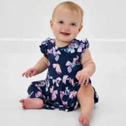 Bamboo Baby Clothes|Bodysuits<Little Sleepies Flutter Twirl Dress with Bodysuit Royal Butterflies