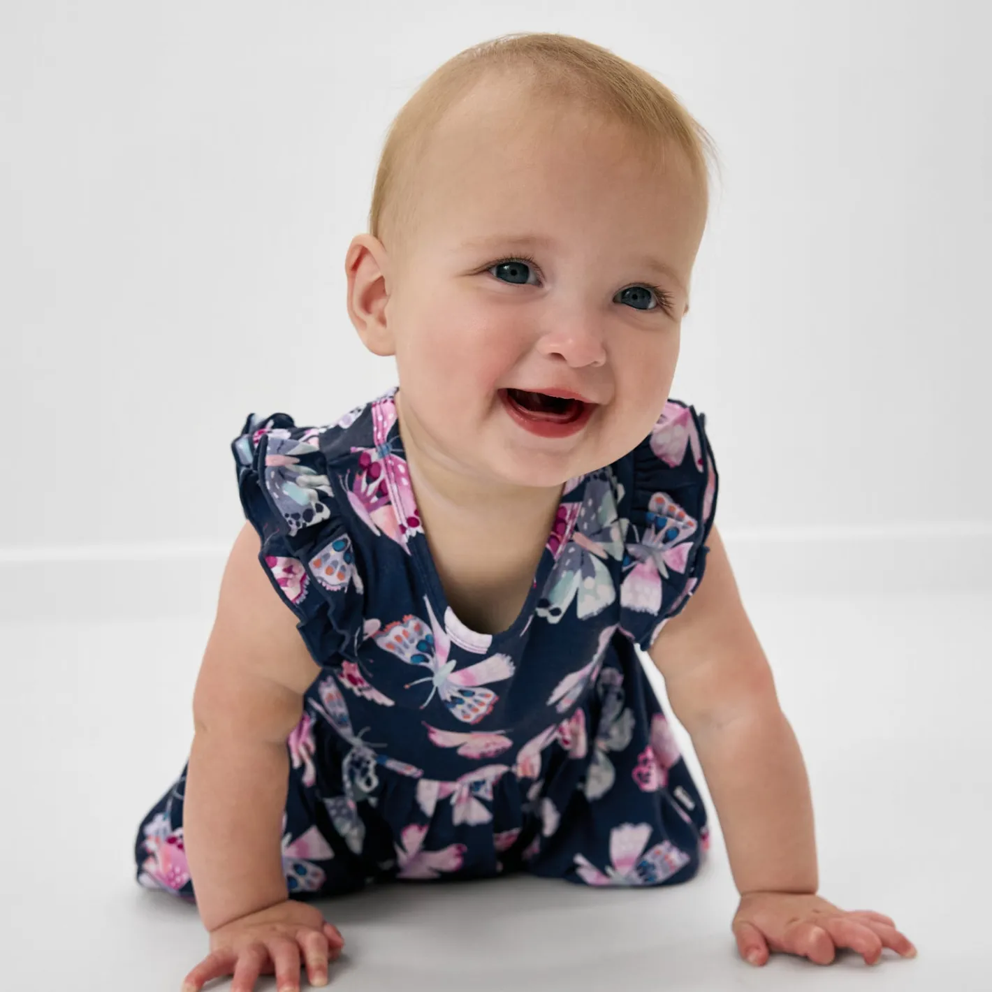 Bamboo Baby Clothes|Bodysuits<Little Sleepies Flutter Twirl Dress with Bodysuit Royal Butterflies
