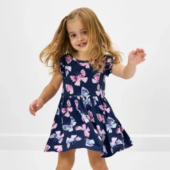 Bamboo Baby Clothes|Bodysuits<Little Sleepies Flutter Twirl Dress with Bodysuit Royal Butterflies