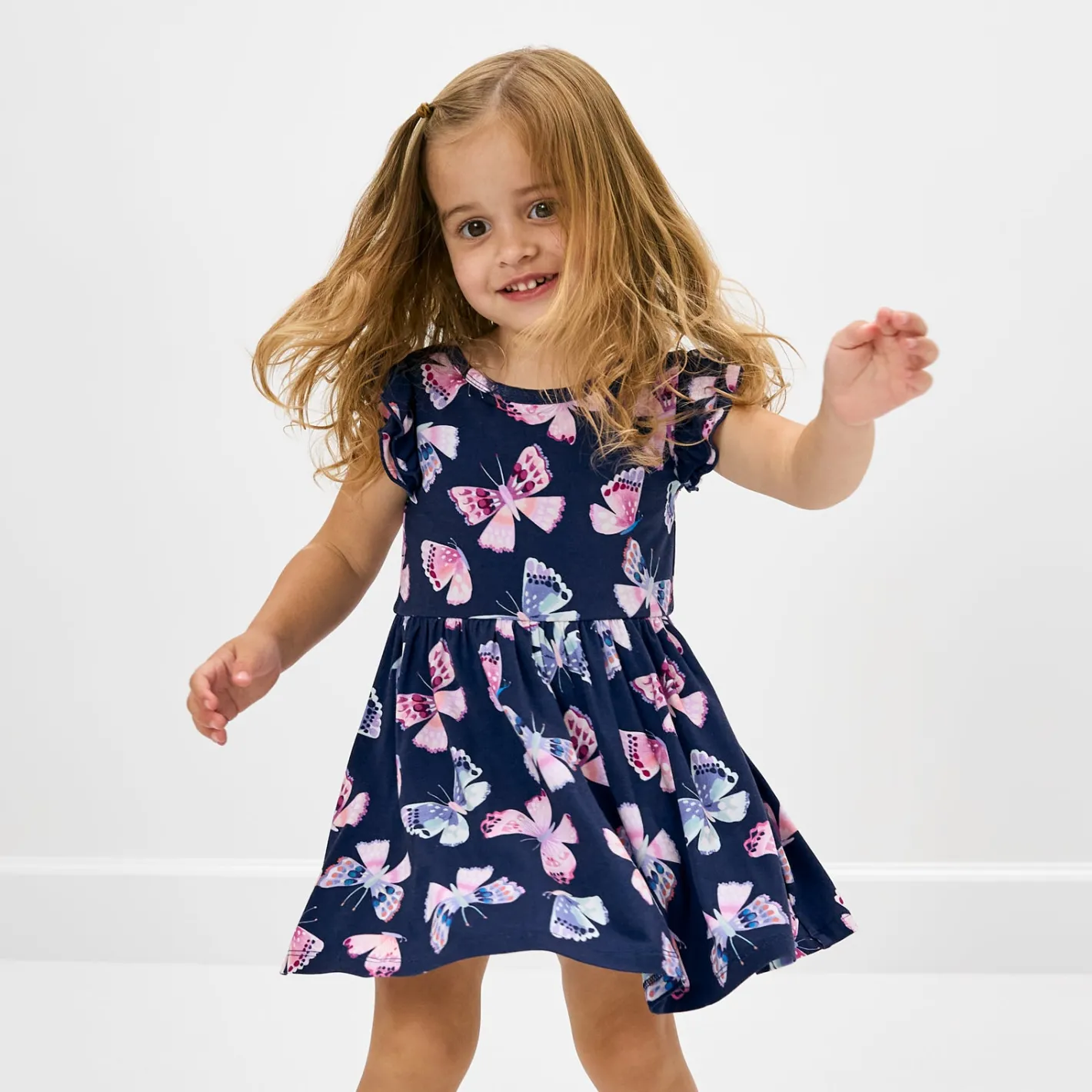 Bamboo Baby Clothes|Bodysuits<Little Sleepies Flutter Twirl Dress with Bodysuit Royal Butterflies