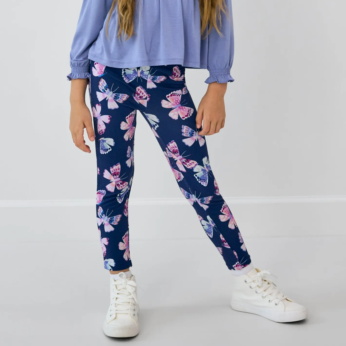 Bamboo Baby Clothes|Bottoms<Little Sleepies Legging Royal Butterflies