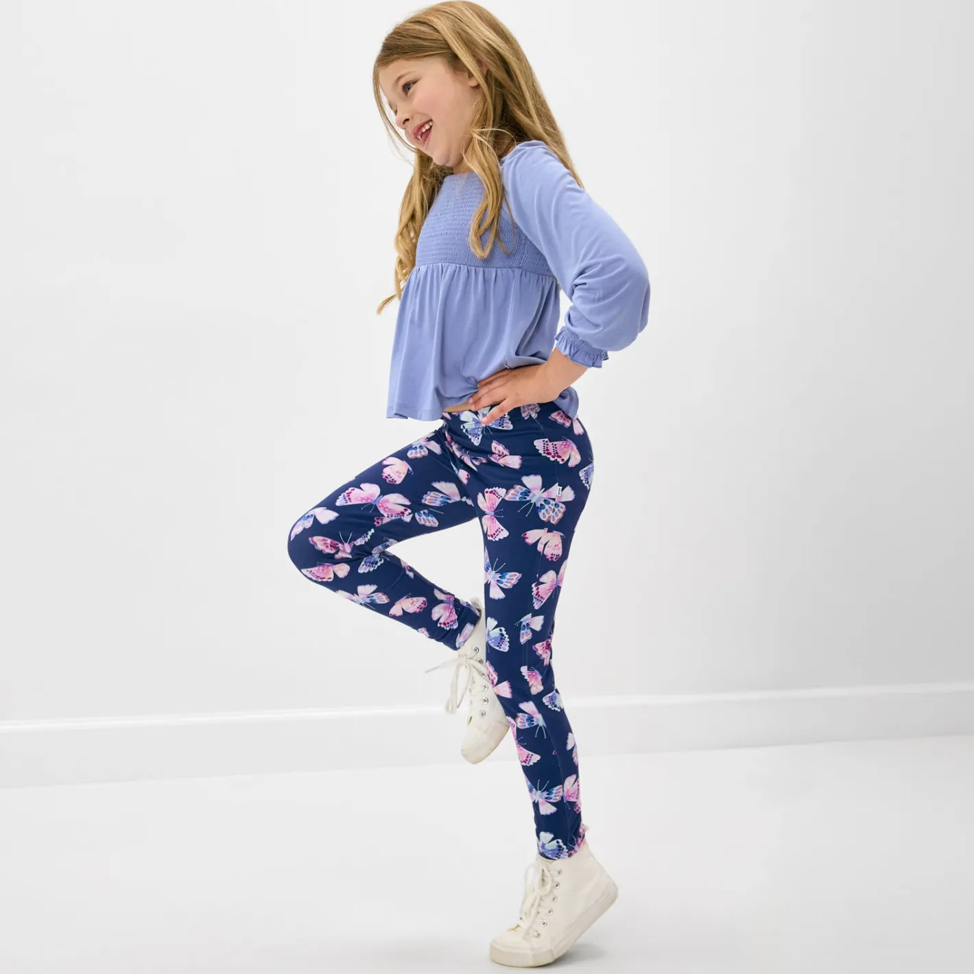Bamboo Baby Clothes|Bottoms<Little Sleepies Legging Royal Butterflies
