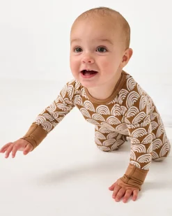 Zippies|Mommy & Me<Little Sleepies Crescent Zippy Rust Rainbows