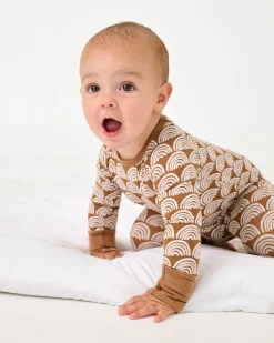 Zippies|Mommy & Me<Little Sleepies Crescent Zippy Rust Rainbows