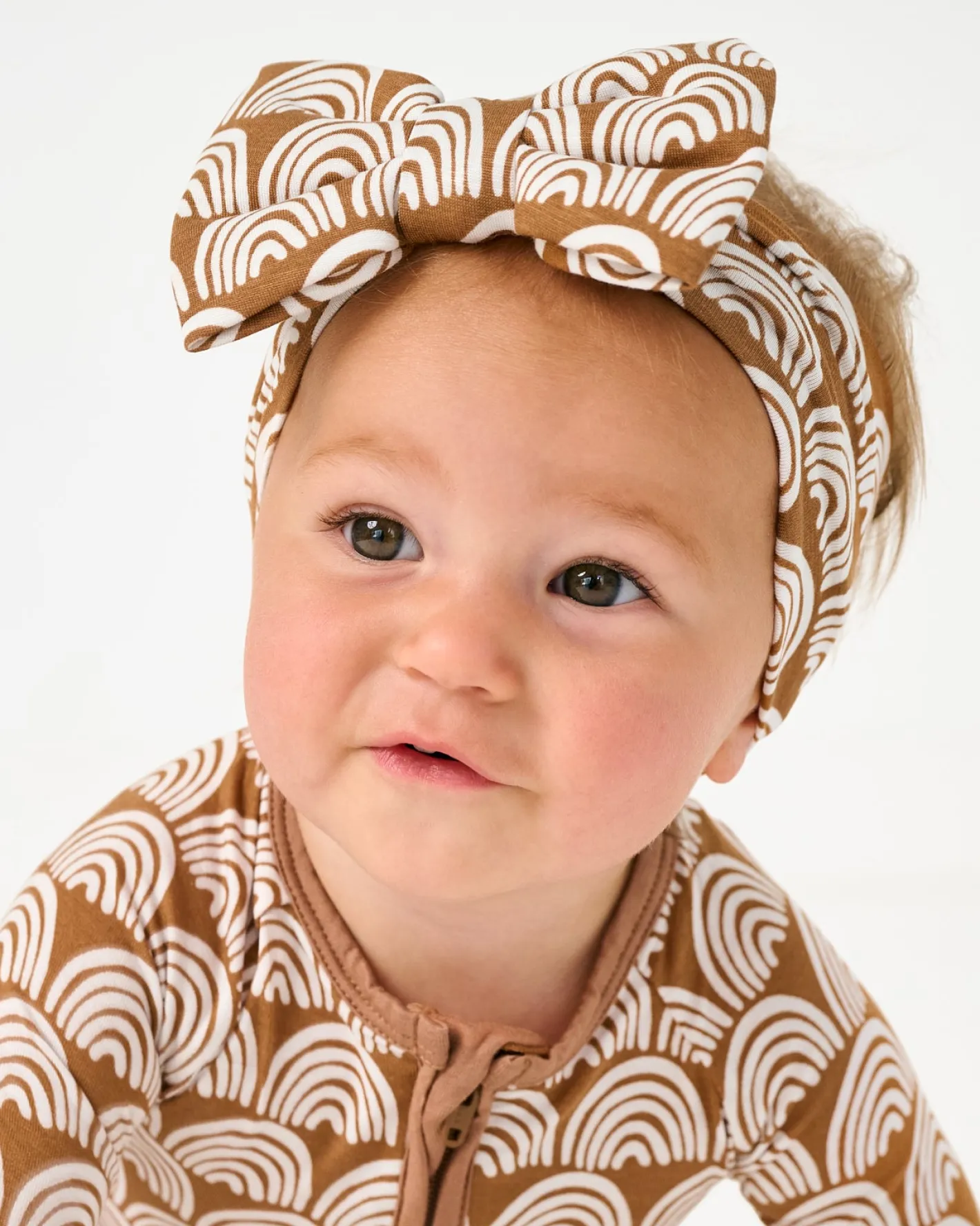 Hats & Headbands<Little Sleepies Luxe Bow Headband Rust Rainbows