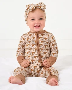 Hats & Headbands<Little Sleepies Luxe Bow Headband Rust Rainbows