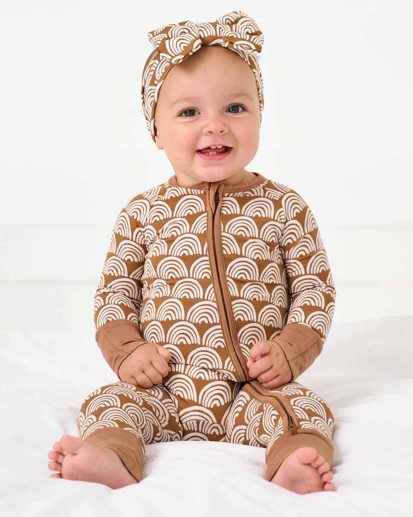 Hats & Headbands<Little Sleepies Luxe Bow Headband Rust Rainbows