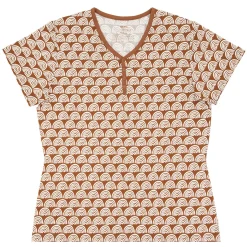 Mommy & Me|Mommy & Me<Little Sleepies Women's Short Sleeve Pajama Top Rust Rainbows