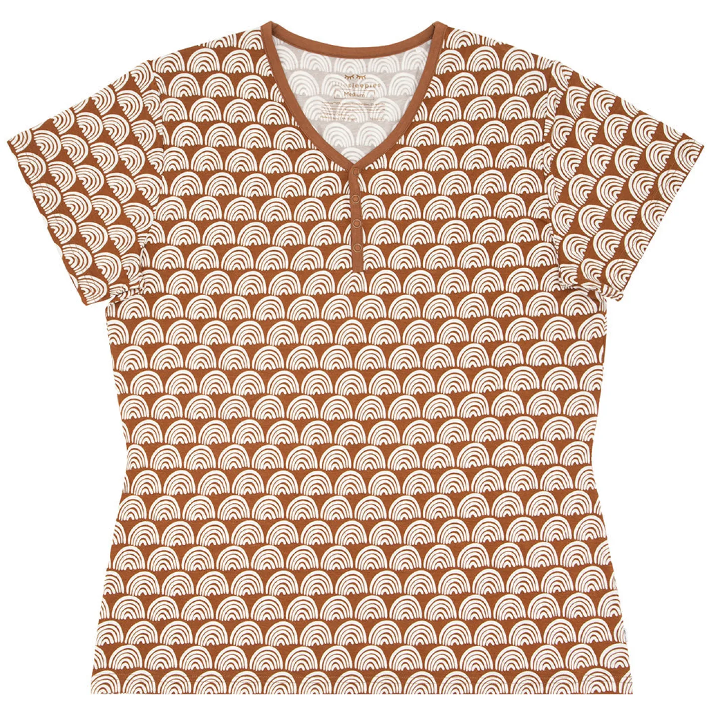Mommy & Me|Mommy & Me<Little Sleepies Women's Short Sleeve Pajama Top Rust Rainbows