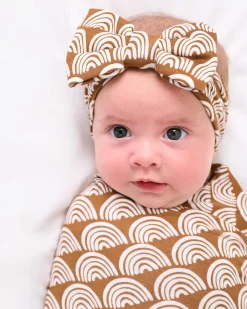 Layette|Swaddles<Little Sleepies Swaddle & Luxe Bow Headband Set Rust Rainbows