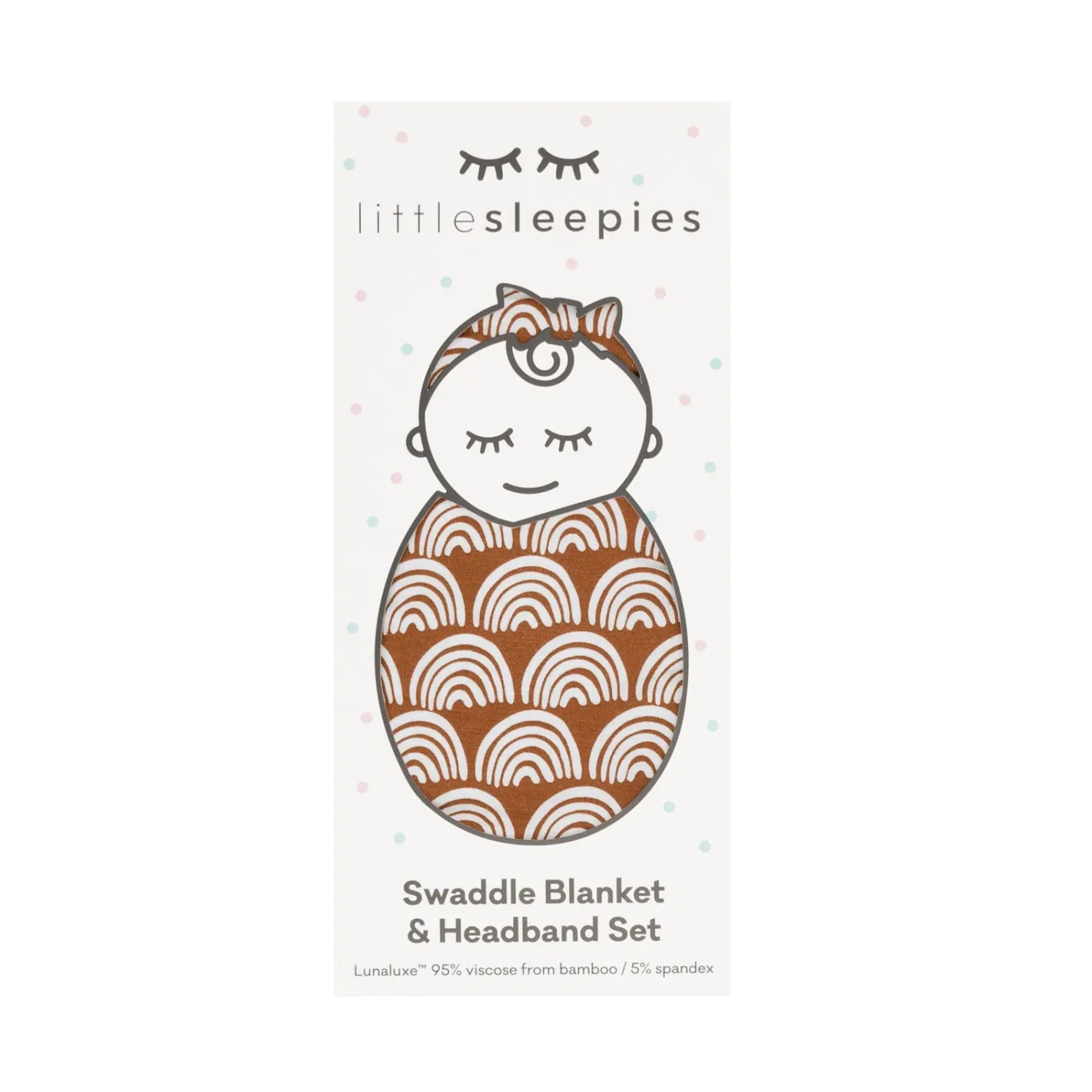 Layette|Swaddles<Little Sleepies Swaddle & Luxe Bow Headband Set Rust Rainbows