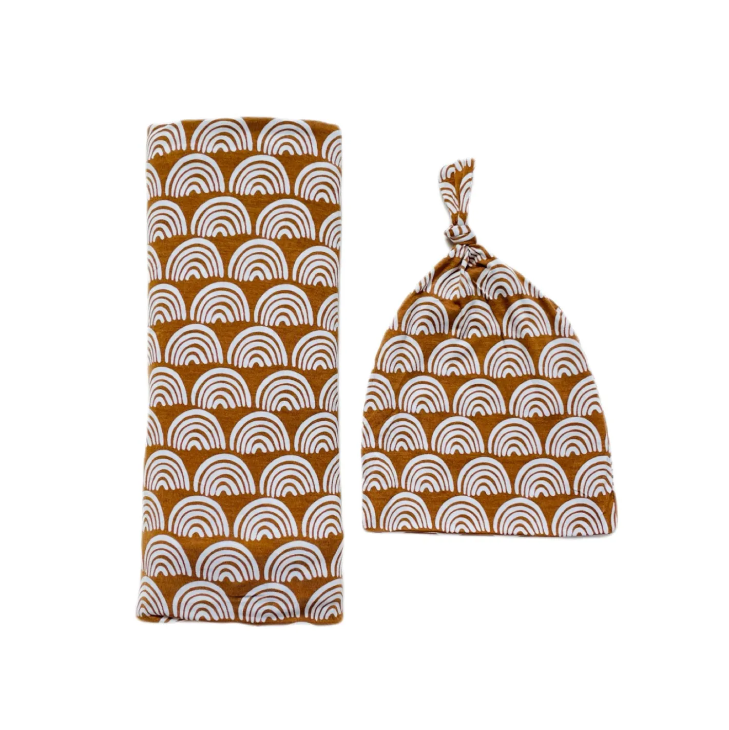 Layette|Swaddles<Little Sleepies Swaddle & Hat Set Rust Rainbows