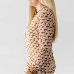 Mommy & Me|Mommy & Me<Little Sleepies Women's Pajama Top Rust Rainbows