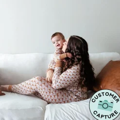 Mommy & Me|Mommy & Me<Little Sleepies Women's Pajama Top Rust Rainbows