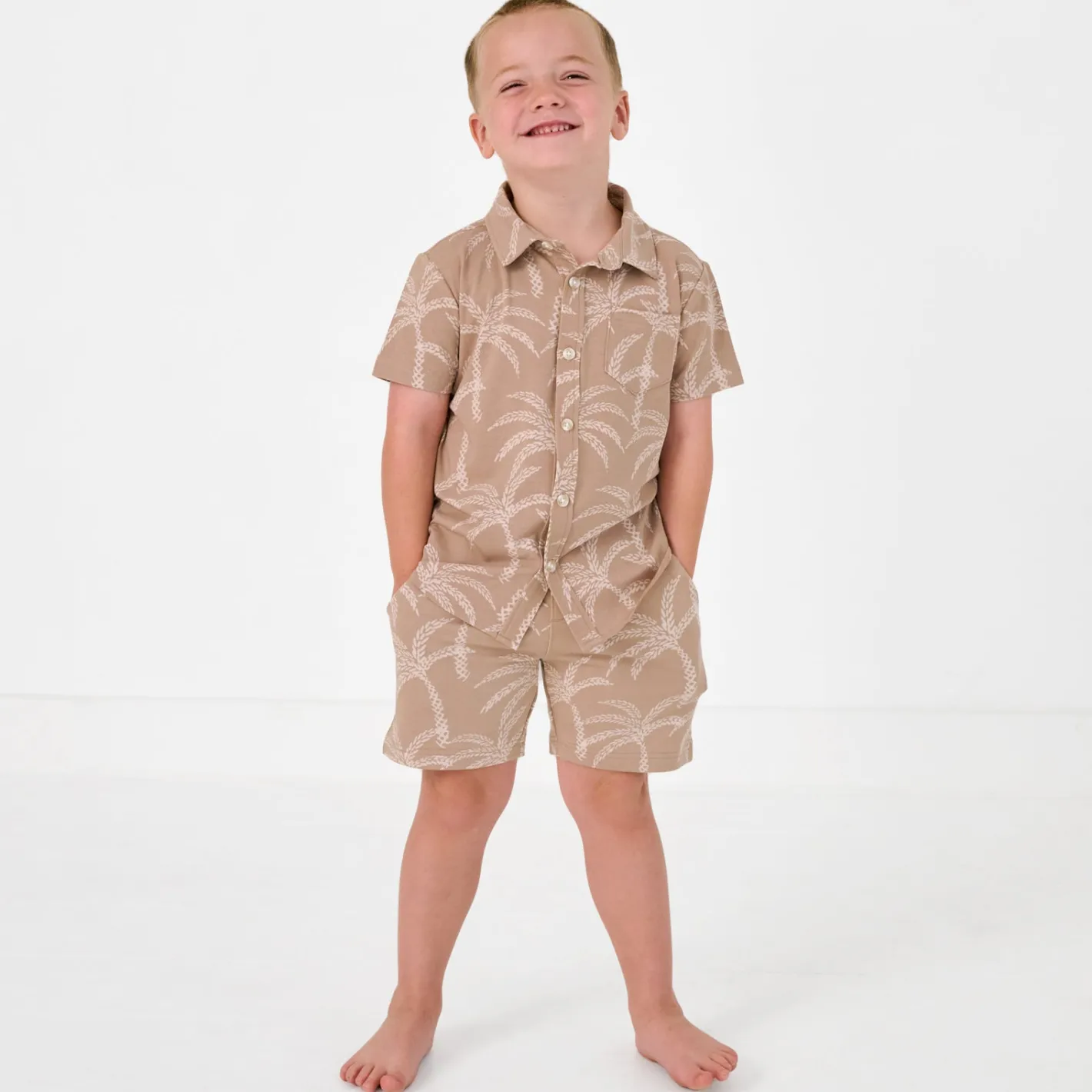 Tops & Tees|Tops & Tees<Little Sleepies Button Down Polo Sandy Palms