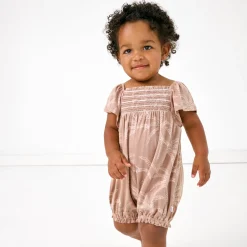 Bamboo Baby Clothes|Rompers<Little Sleepies Smocked Flutter Romper Sandy Palms