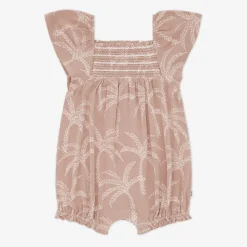 Bamboo Baby Clothes|Rompers<Little Sleepies Smocked Flutter Romper Sandy Palms