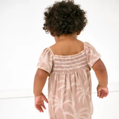 Bamboo Baby Clothes|Rompers<Little Sleepies Smocked Flutter Romper Sandy Palms