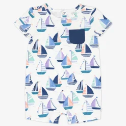 Bamboo Baby Clothes|Rompers<Little Sleepies Pocket Shorty Romper Seas The Day