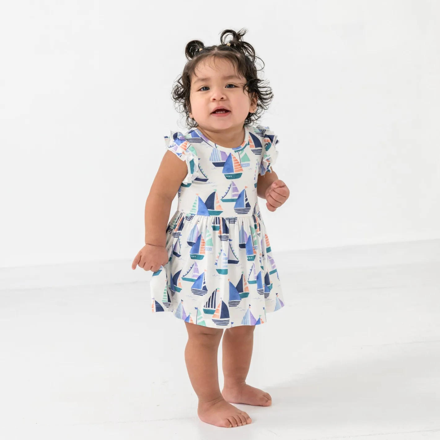 Bamboo Baby Clothes|Bodysuits<Little Sleepies Flutter Skater Dress with Bodysuit Seas The Day