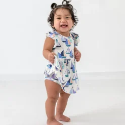 Bamboo Baby Clothes|Bodysuits<Little Sleepies Flutter Skater Dress with Bodysuit Seas The Day