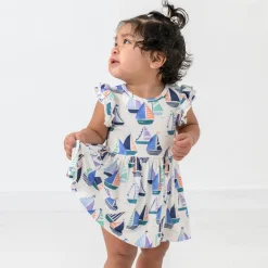 Bamboo Baby Clothes|Bodysuits<Little Sleepies Flutter Skater Dress with Bodysuit Seas The Day