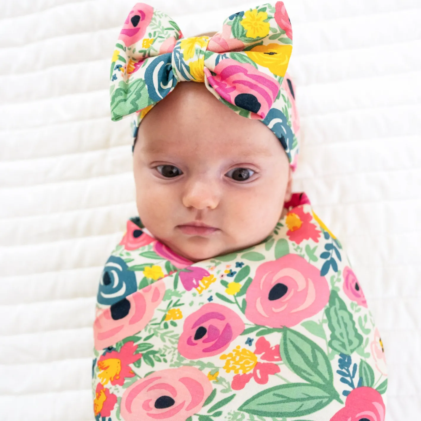 Layette|Swaddles<Little Sleepies Swaddle & Luxe Bow Headband Set Secret Garden