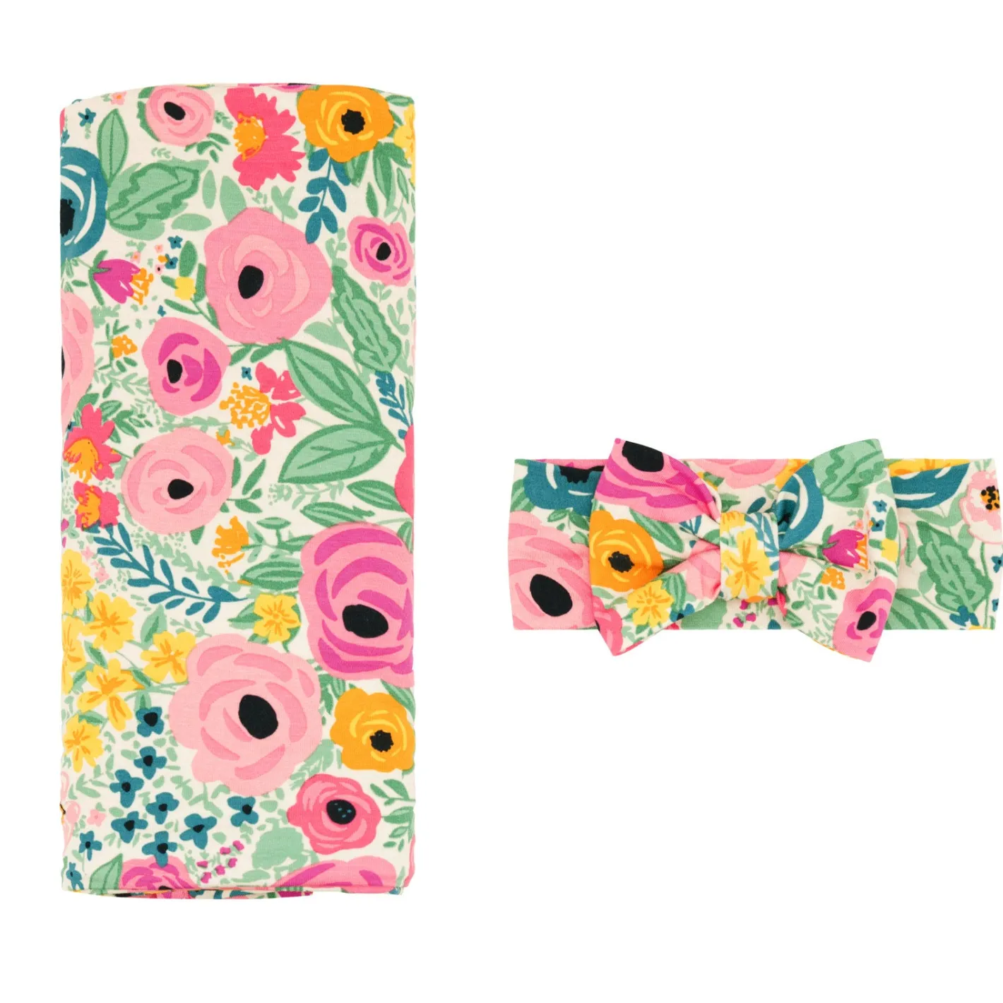 Layette|Swaddles<Little Sleepies Swaddle & Luxe Bow Headband Set Secret Garden