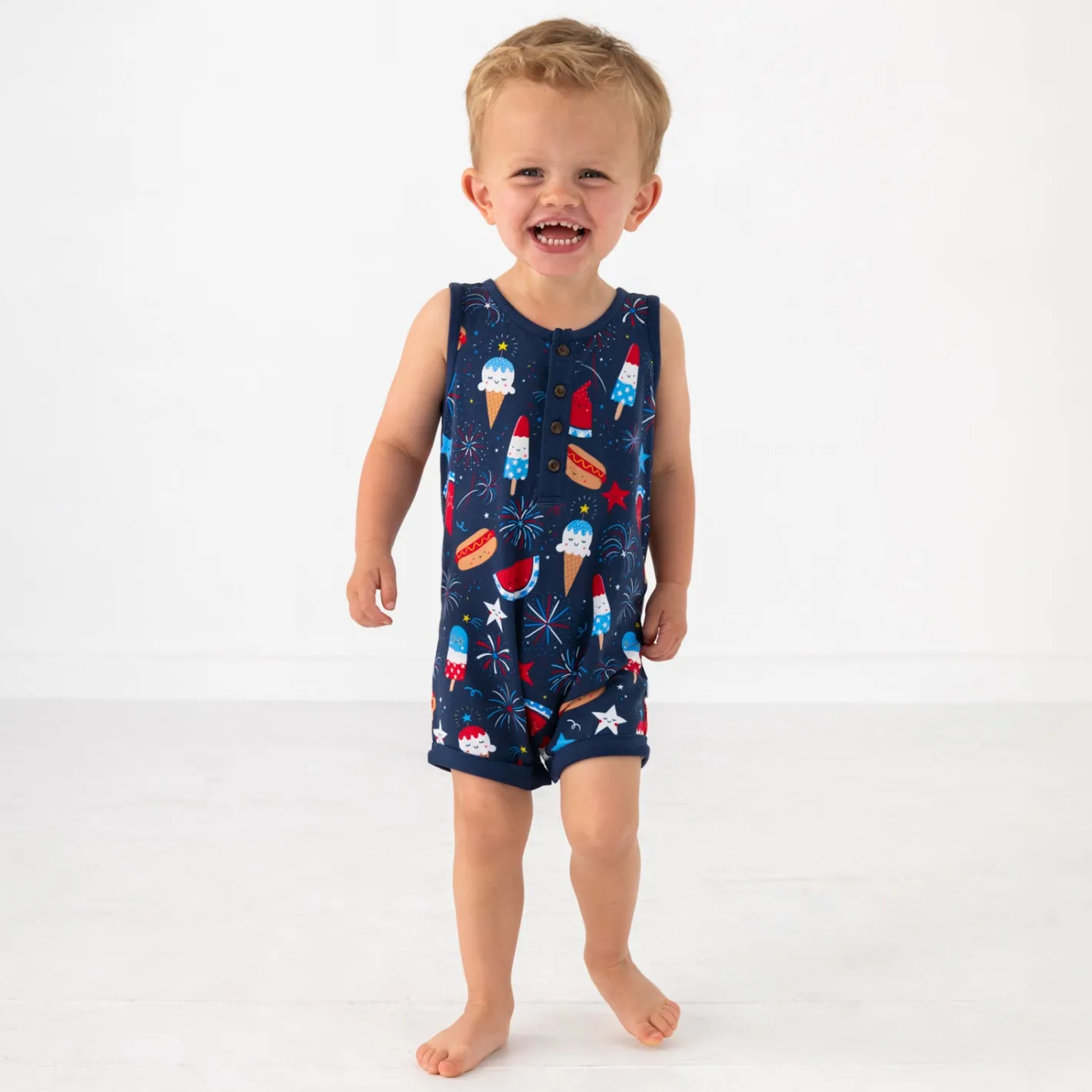 Rompers<Little Sleepies Henley Romper Snacks & Sparkles