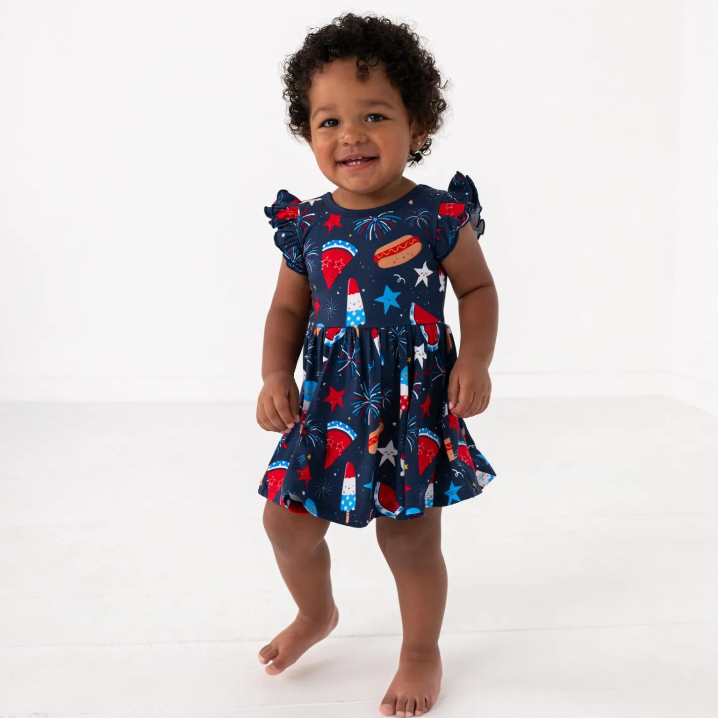 Bamboo Baby Clothes|Bodysuits<Little Sleepies Flutter Twirl Dress with Bodysuit Snacks & Sparkles
