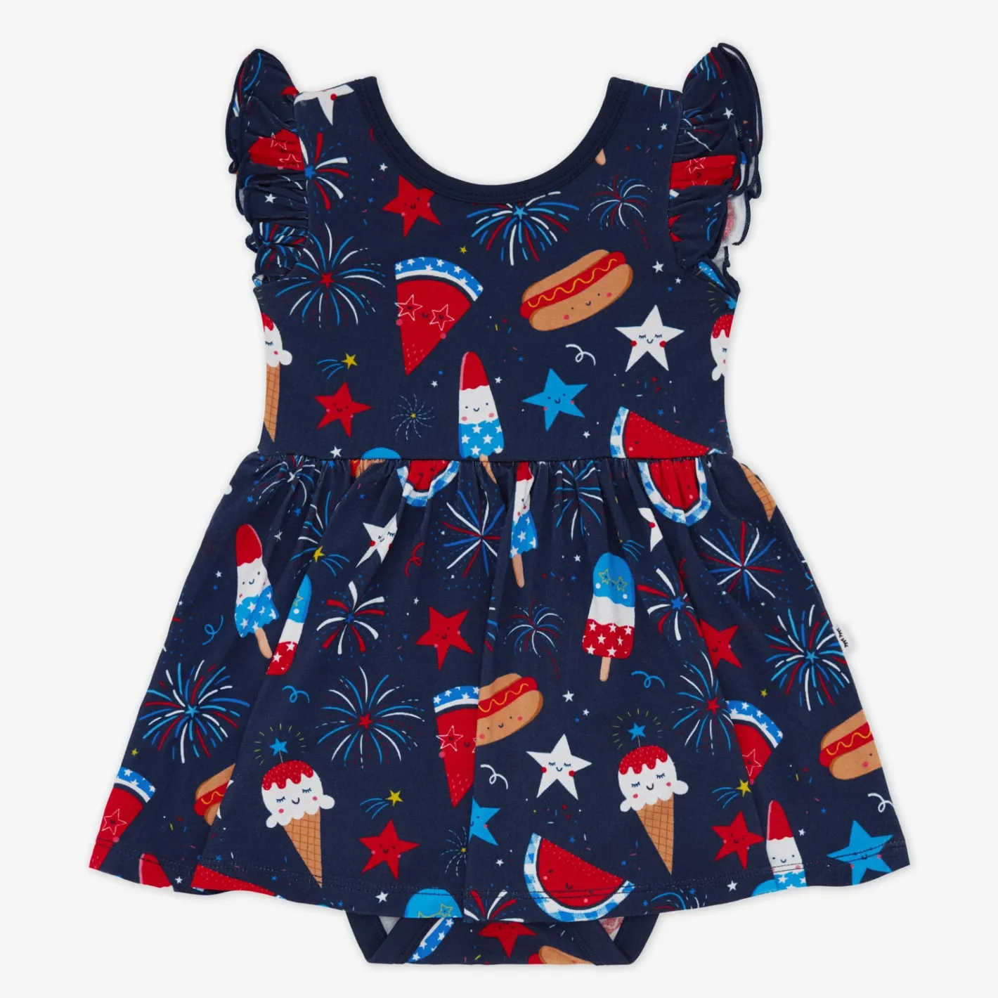 Bamboo Baby Clothes|Bodysuits<Little Sleepies Flutter Twirl Dress with Bodysuit Snacks & Sparkles
