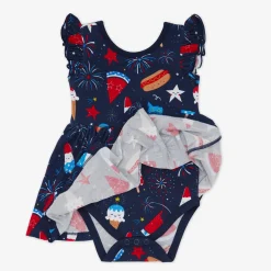 Bamboo Baby Clothes|Bodysuits<Little Sleepies Flutter Twirl Dress with Bodysuit Snacks & Sparkles