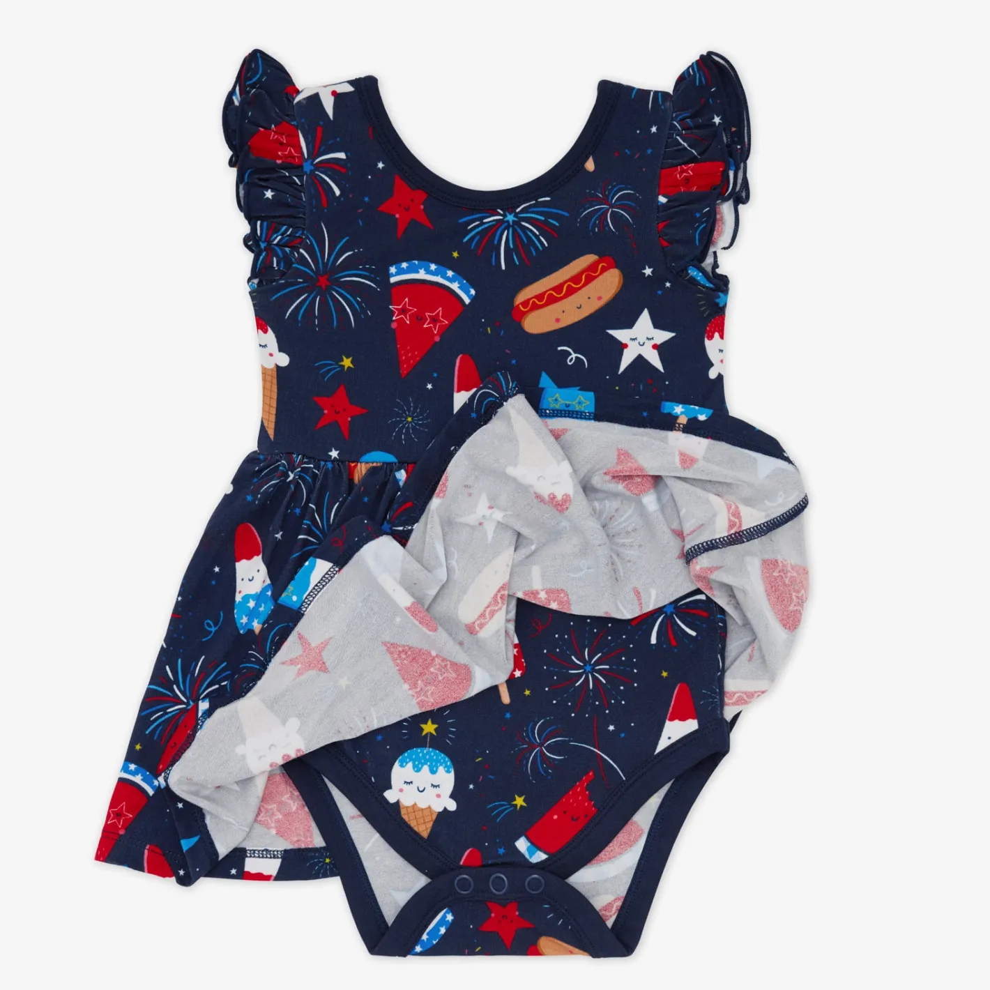 Bamboo Baby Clothes|Bodysuits<Little Sleepies Flutter Twirl Dress with Bodysuit Snacks & Sparkles