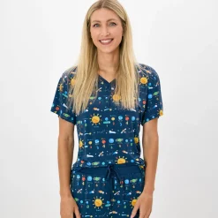 Mommy & Me|Mommy & Me<Little Sleepies Women's Short Sleeve Pajama Top Solar Explorers