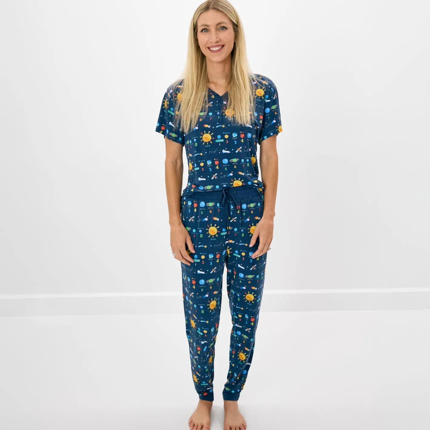 Mommy & Me|Mommy & Me<Little Sleepies Women's Short Sleeve Pajama Top Solar Explorers