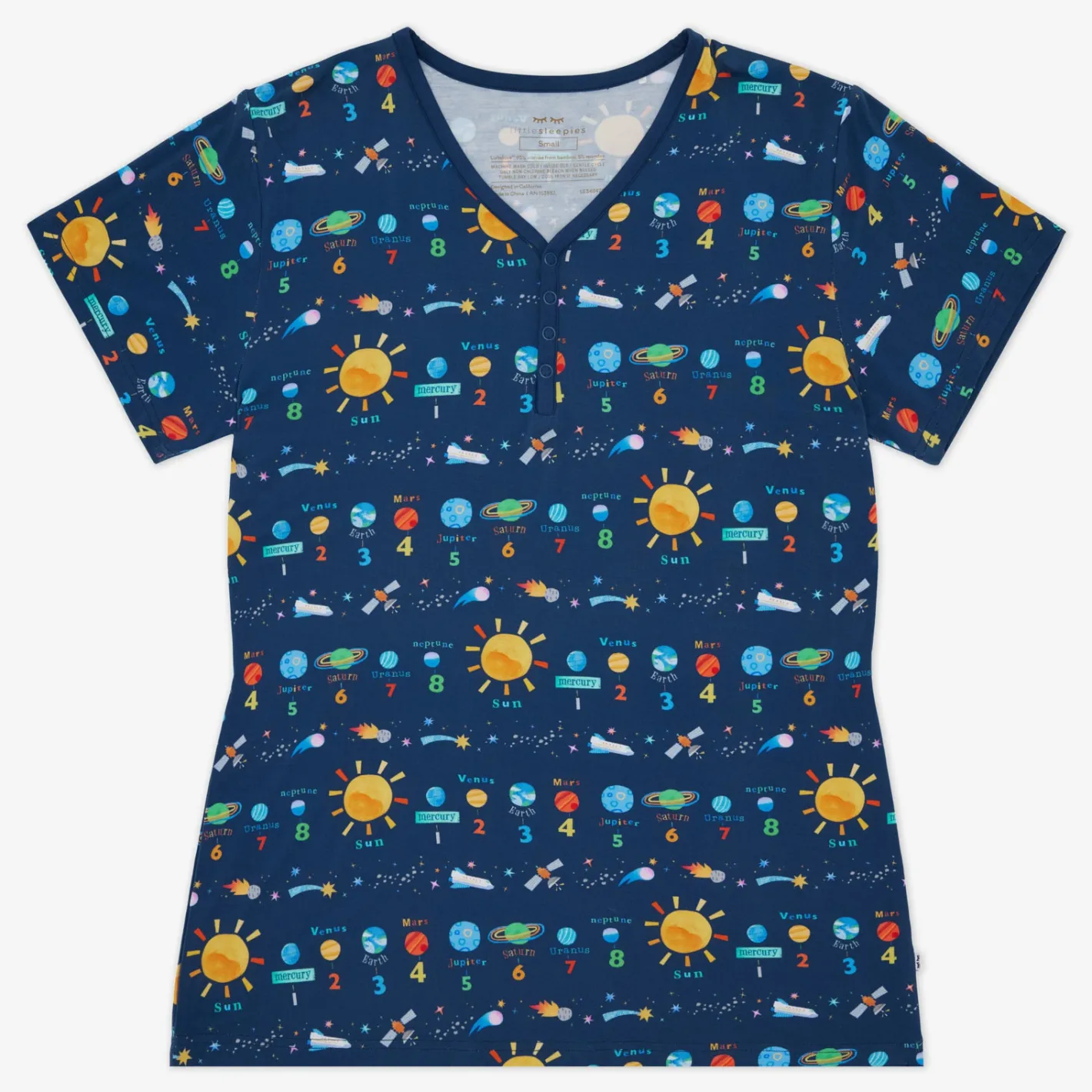 Mommy & Me|Mommy & Me<Little Sleepies Women's Short Sleeve Pajama Top Solar Explorers