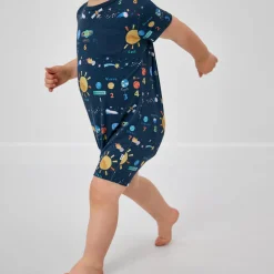Bamboo Baby Clothes|Rompers<Little Sleepies Pocket Shorty Romper Solar Explorers