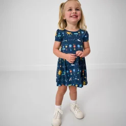 Bamboo Baby Clothes|Bodysuits<Little Sleepies Skater Dress with Bodysuit Solar Explorers