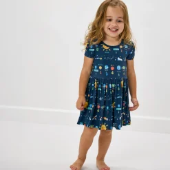 Bamboo Baby Clothes|Bodysuits<Little Sleepies Skater Dress with Bodysuit Solar Explorers